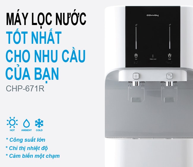 Máy lọc nước nóng lạnh Coway CHP-671R có công suất lớn