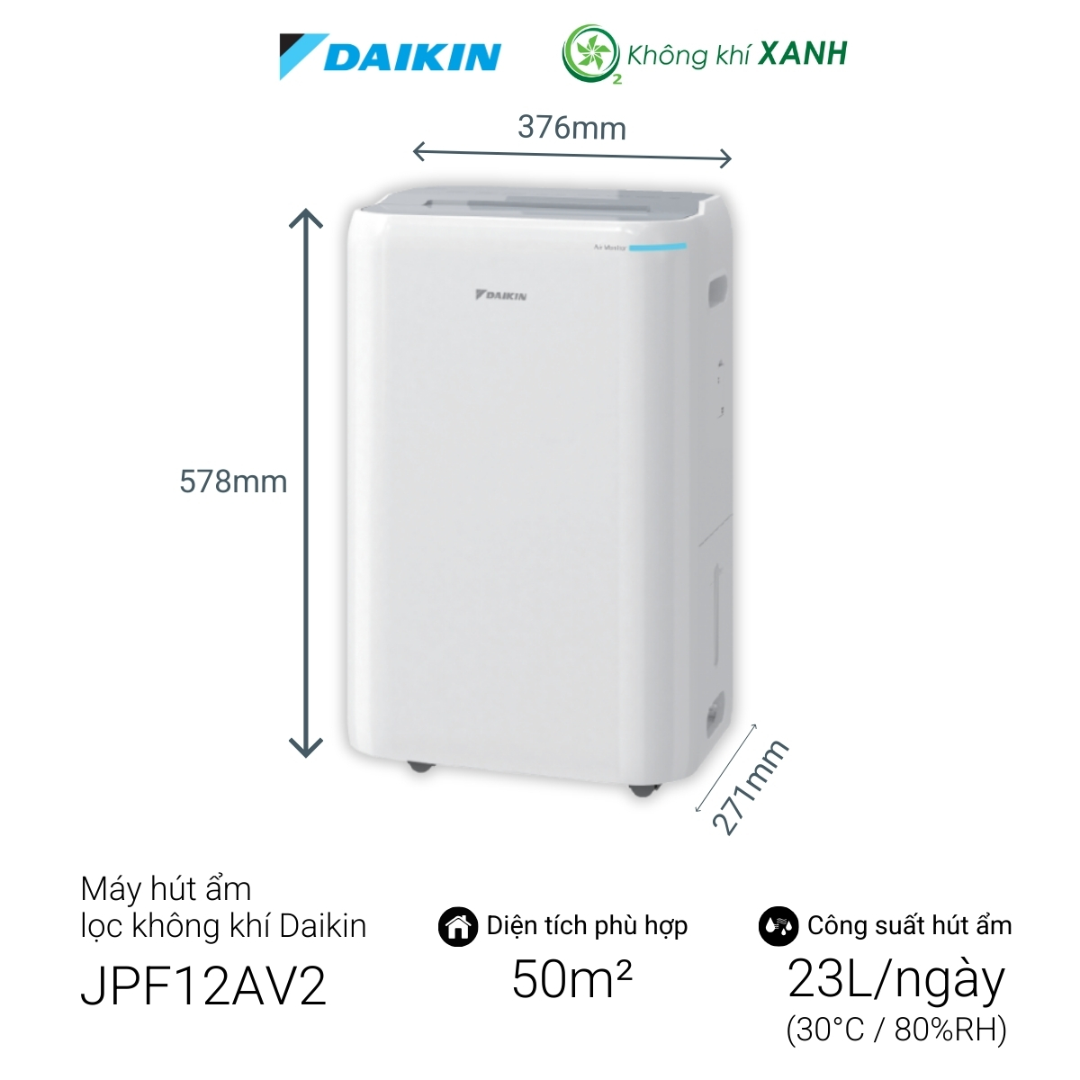 Máy hút ẩm lọc không khí Daikin JPF12AV2