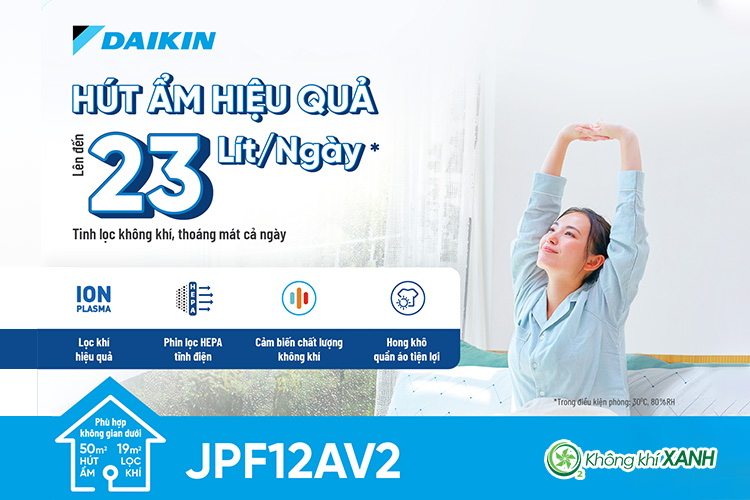 Máy hút ẩm lọc không khí Daikin JPF12AV2 Không Khí XANH ảnh 5