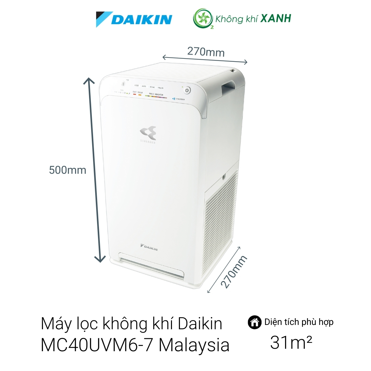 Máy lọc không khí Daikin MC40UVM6-7 Malaysia