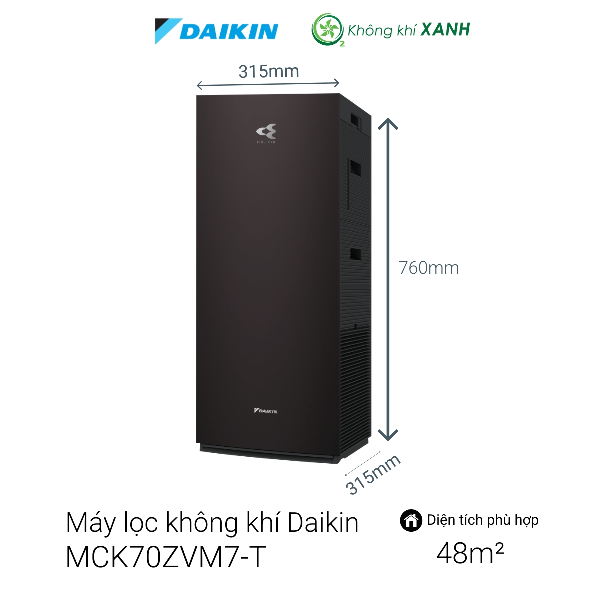 Máy lọc không khí tạo ẩm Daikin MCK70ZVM7-W(T)