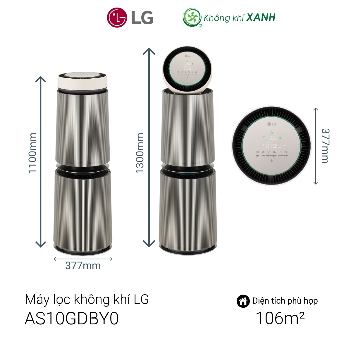 Máy lọc không khí LG Puricare AS10GDBY0 Alpha PET 2 tầng
