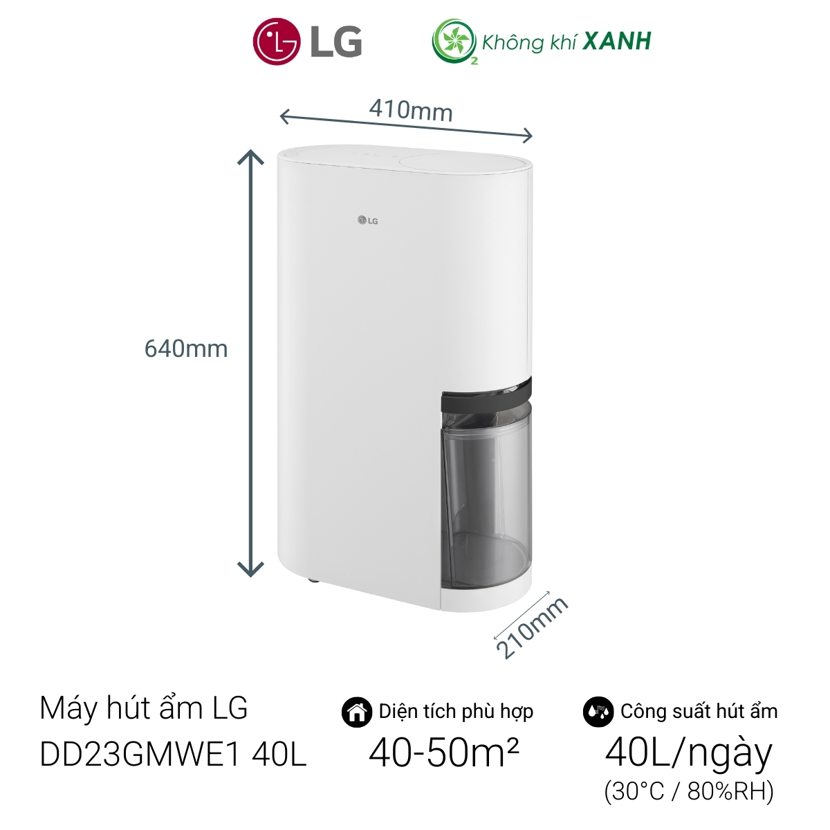 Máy hút ẩm LG 40L DD23GMWE1 Dual Inverter Mojave