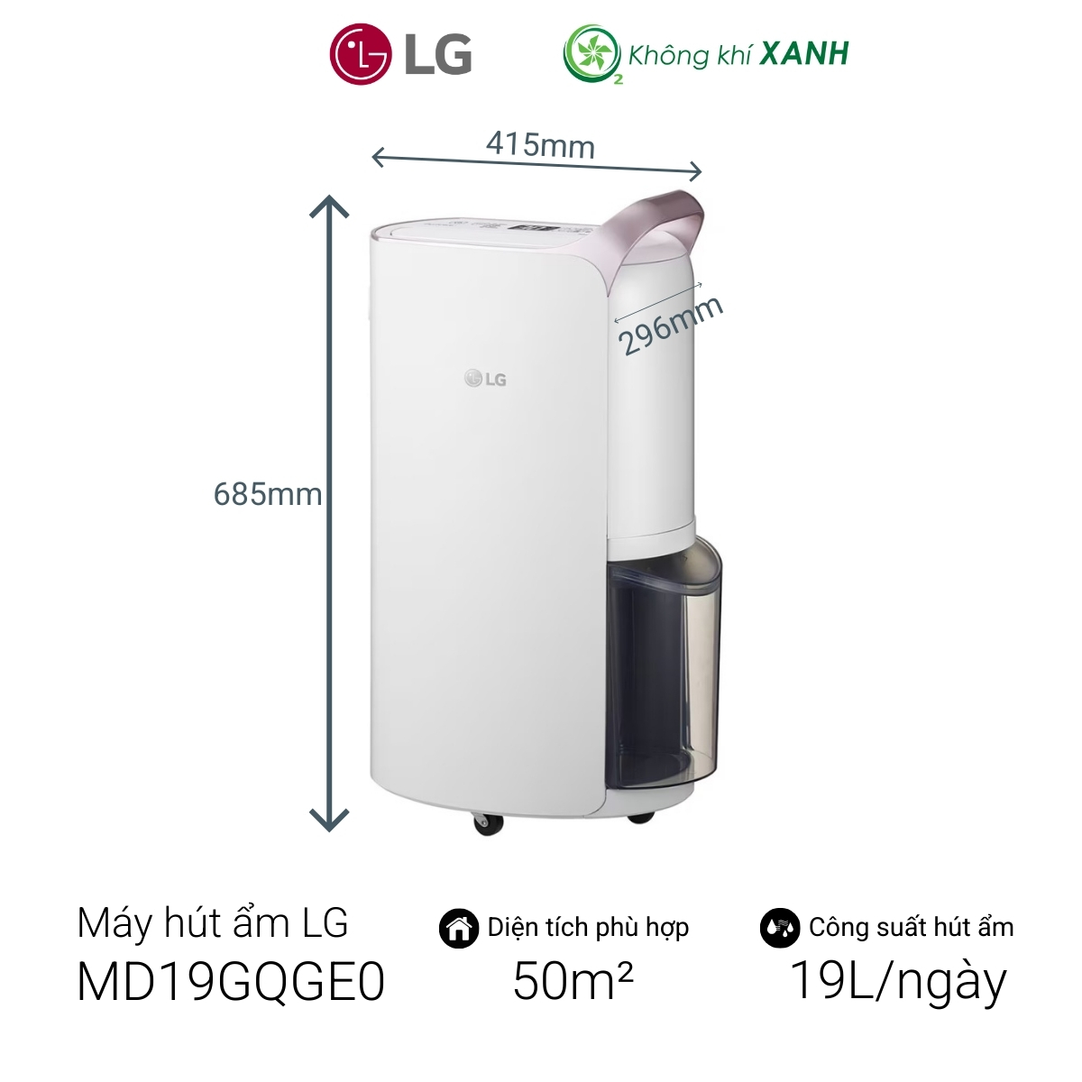 Máy hút ẩm LG Dual Inverter MD19GQGE0 19L