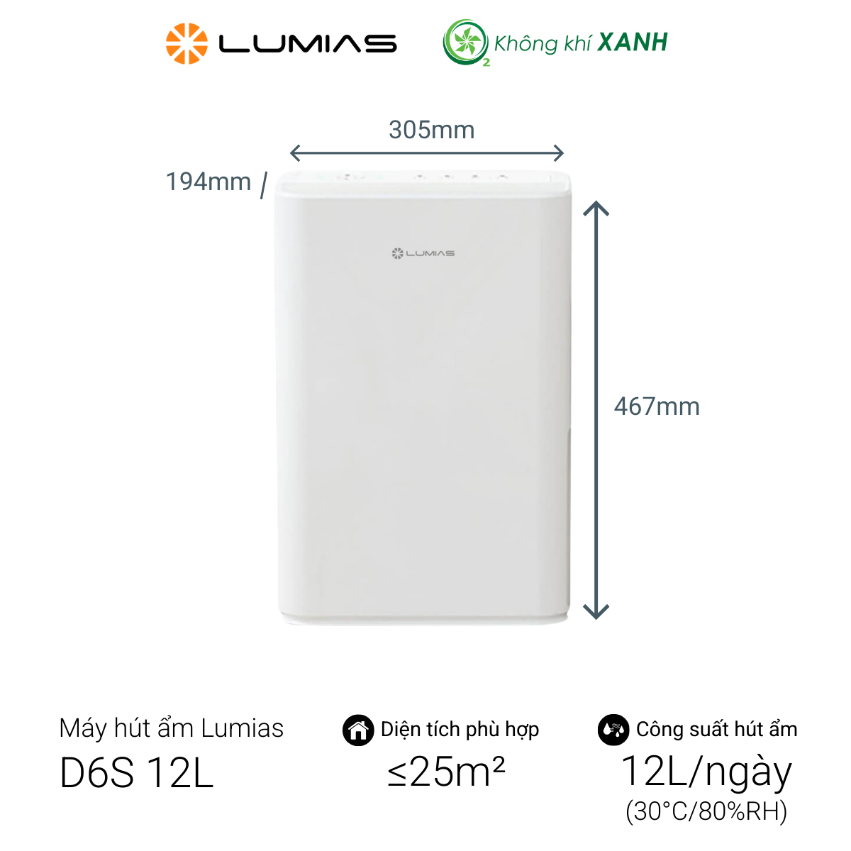 Máy hút ẩm Lumias D6S-12L
