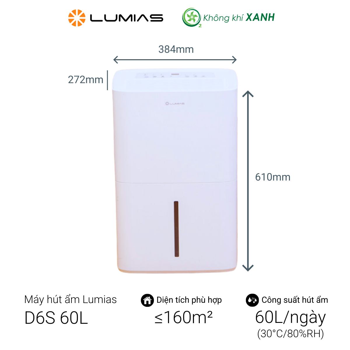 Máy hút ẩm lọc không khí Lumias D6S-60L