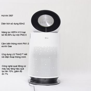 Máy lọc không khí LG PuriCare AS65GDWH0 Safeplus 1 tầng trắng